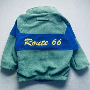 VTG Route 66 boys reversible nylon fleece jacket green blue size 6 colorblock